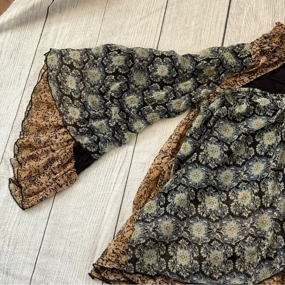 Free People Gabi Tunic Top size small black tan ruffles NEW - Image 10