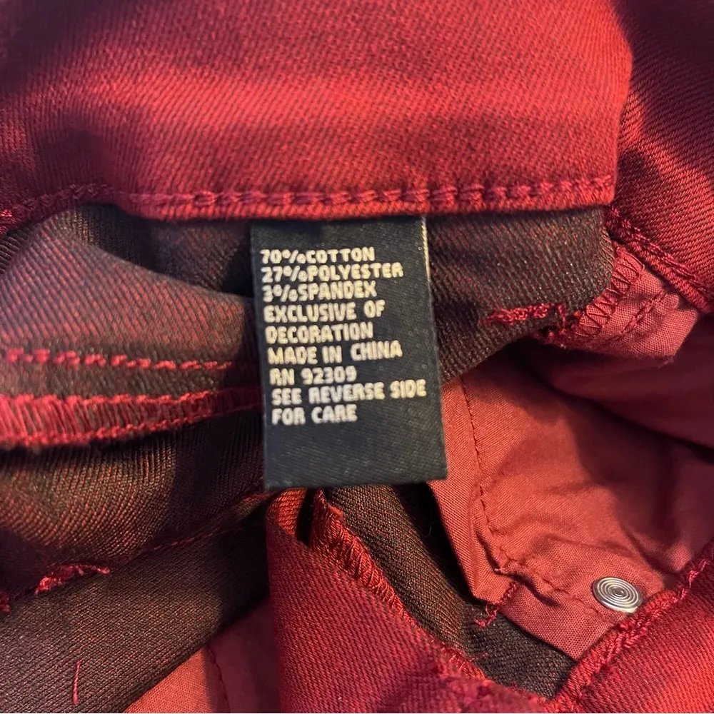 DG2 Diane Gilman Stretch Embroidered Patched Skinny Jeans, Wine Size 6 TALL New! - Image 10