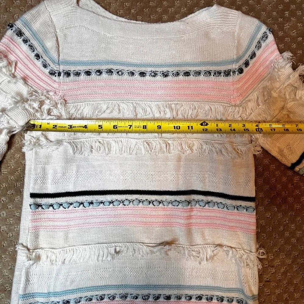 LOFT Fringe Sweater SZ M Boho Officecore Work Casual Trendy Bohemian Lightweight - Image 6