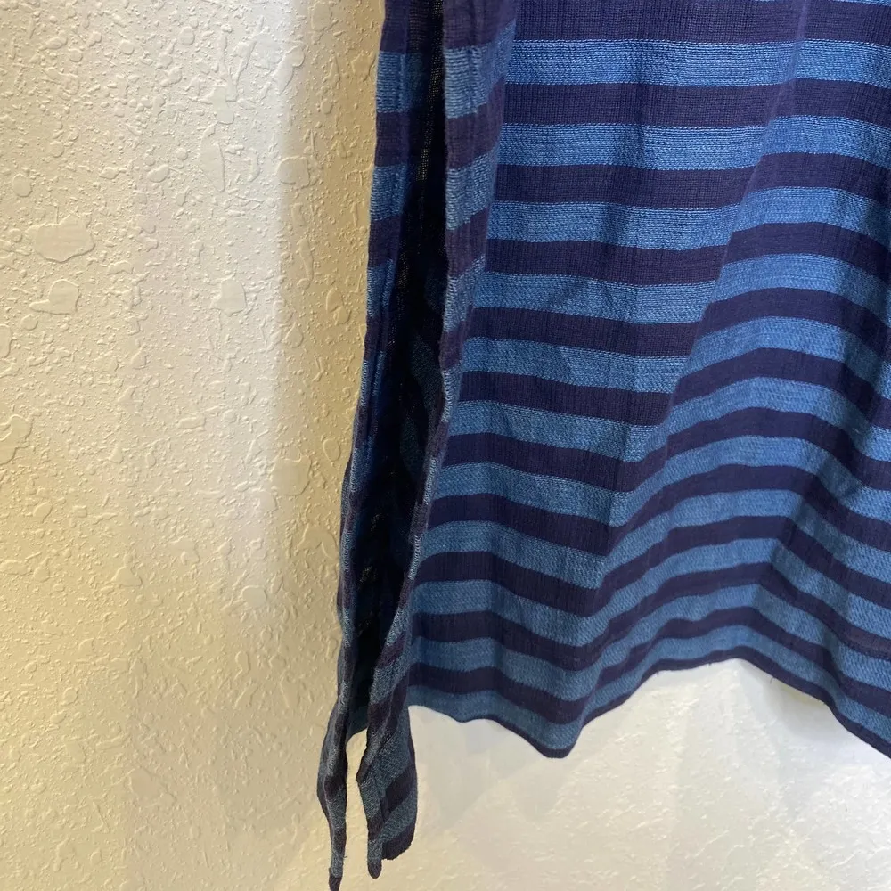 J. Crew Maxi Lightweight Blue Striped Kaftan Dress V-Neck EUC Sz M Cotton - Image 4