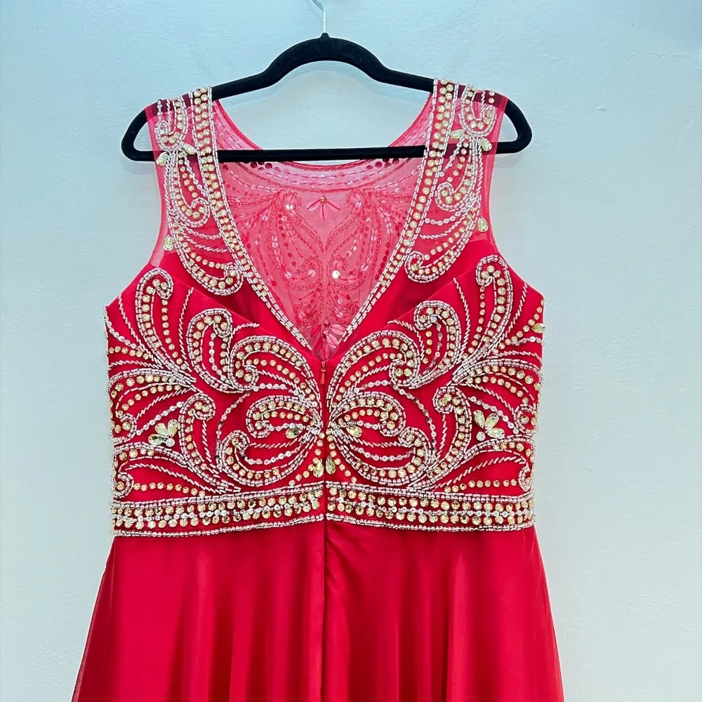 Mac Duggal 65489 Embellished Beaded Bodice Chiffon Gown - Image 7