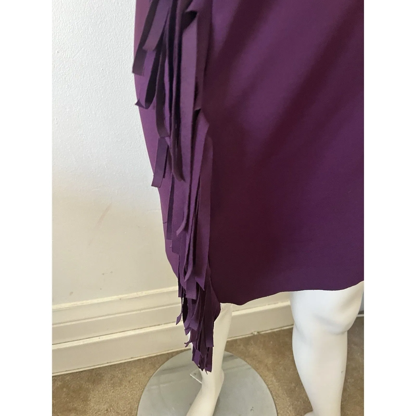 Ayhan Size Small Turkish Purple Black Trim V Neck Fringe Trim Western Dress - Image 6