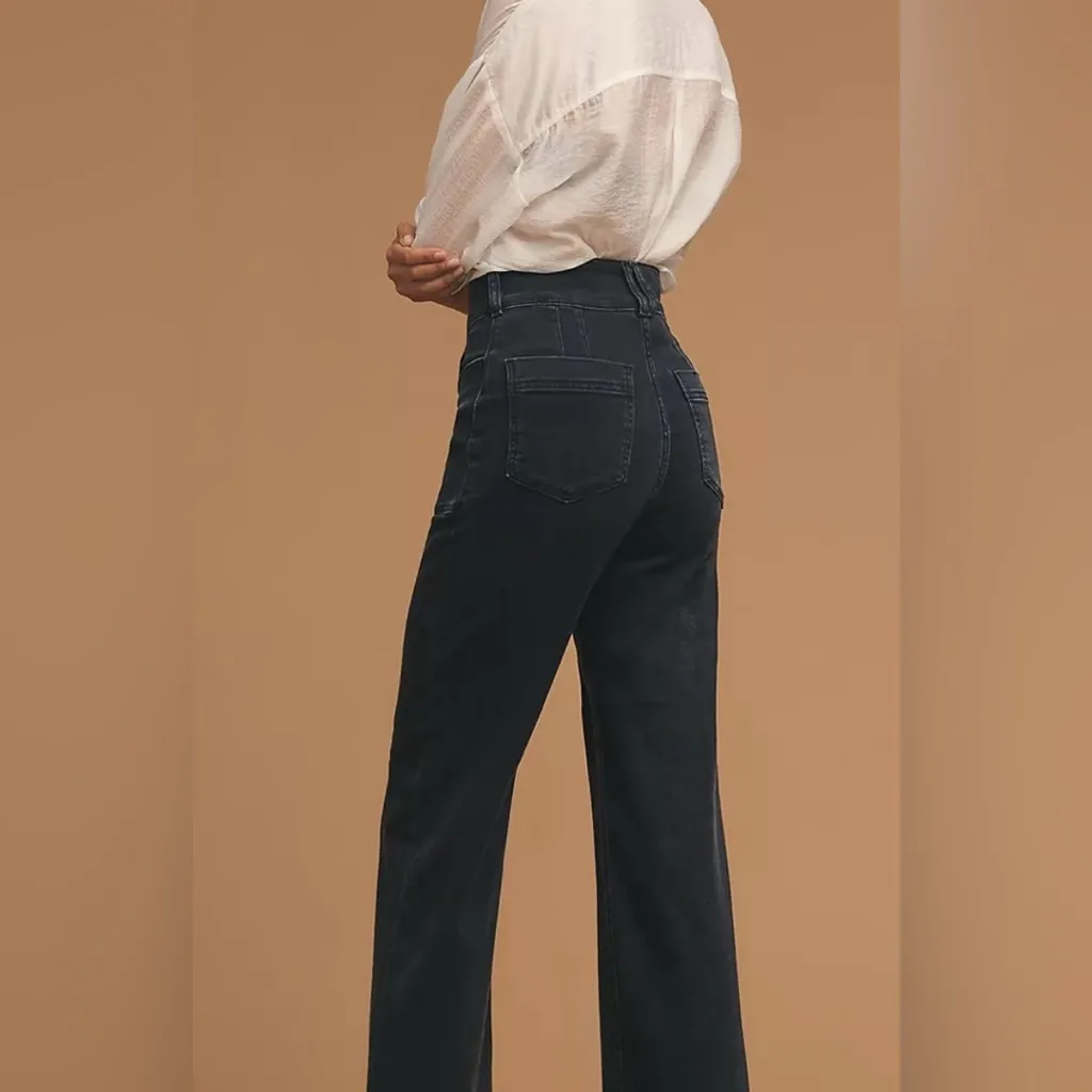 Anthropologie The Skipper Seamed High-Rise Cropped Wide-Leg Jeans Pilcro Sz 29 - Image 3