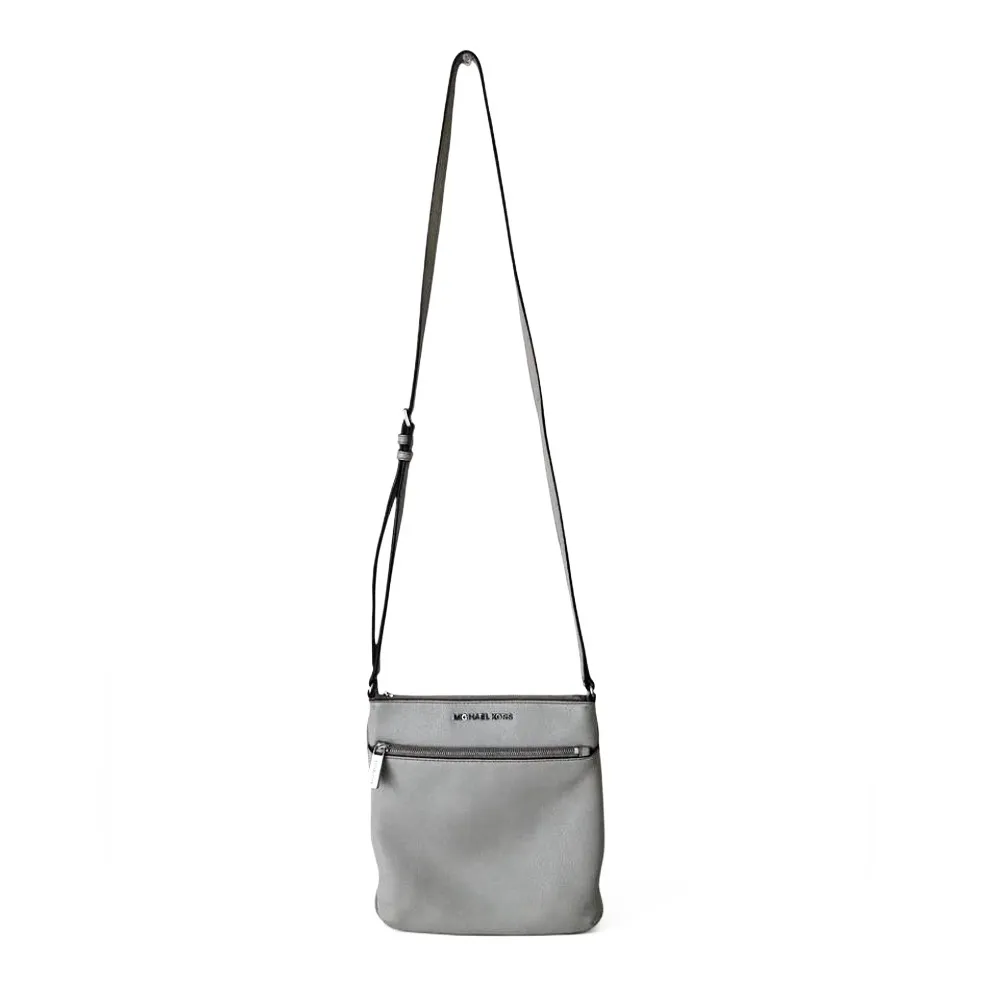 Michael Kors Riley Crossbody Bag Handbag Med Pebble Gray Leather - Image 2