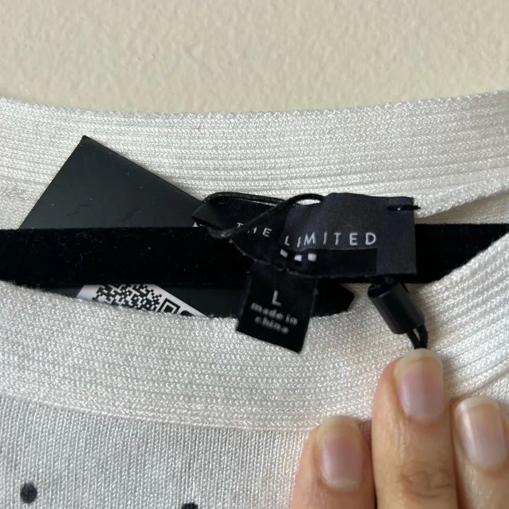 NWT The Limited Large White Polka Dot Butterfly Lace Contrast Trim Sweater Top - Image 5