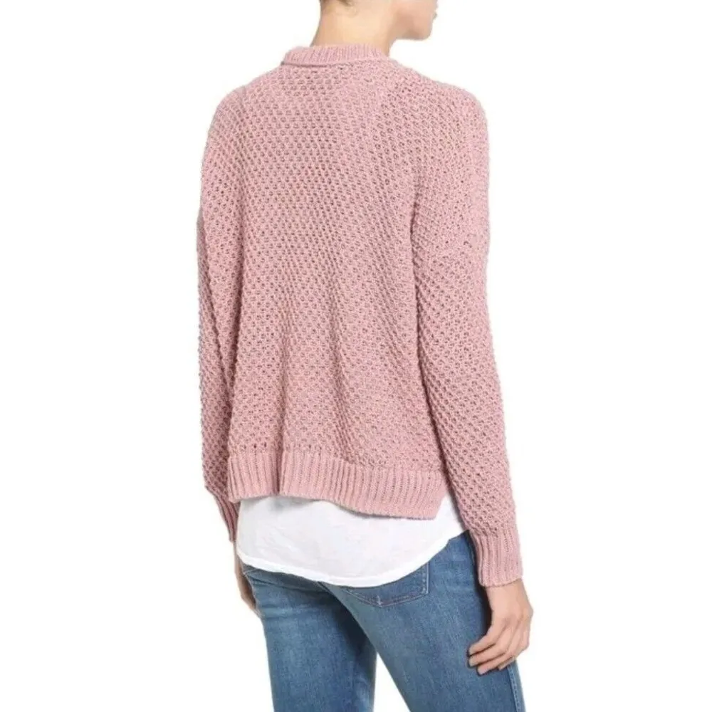 Madewell French Quarter Knit Pullover Sweater Womens Size XS Boxy Fit Pink - Image 2