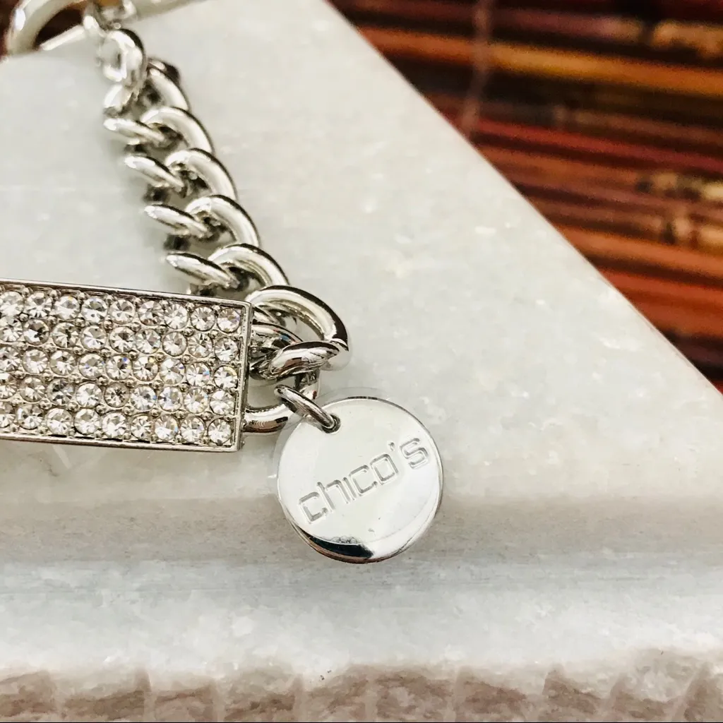 Chico’s Pave Crystal Silver-tone Bracelet Toggle - Image 3