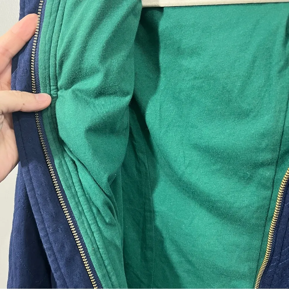 Allihop | Quilted Navy Blue Full Zip Up Hooded Jacket - Image 6