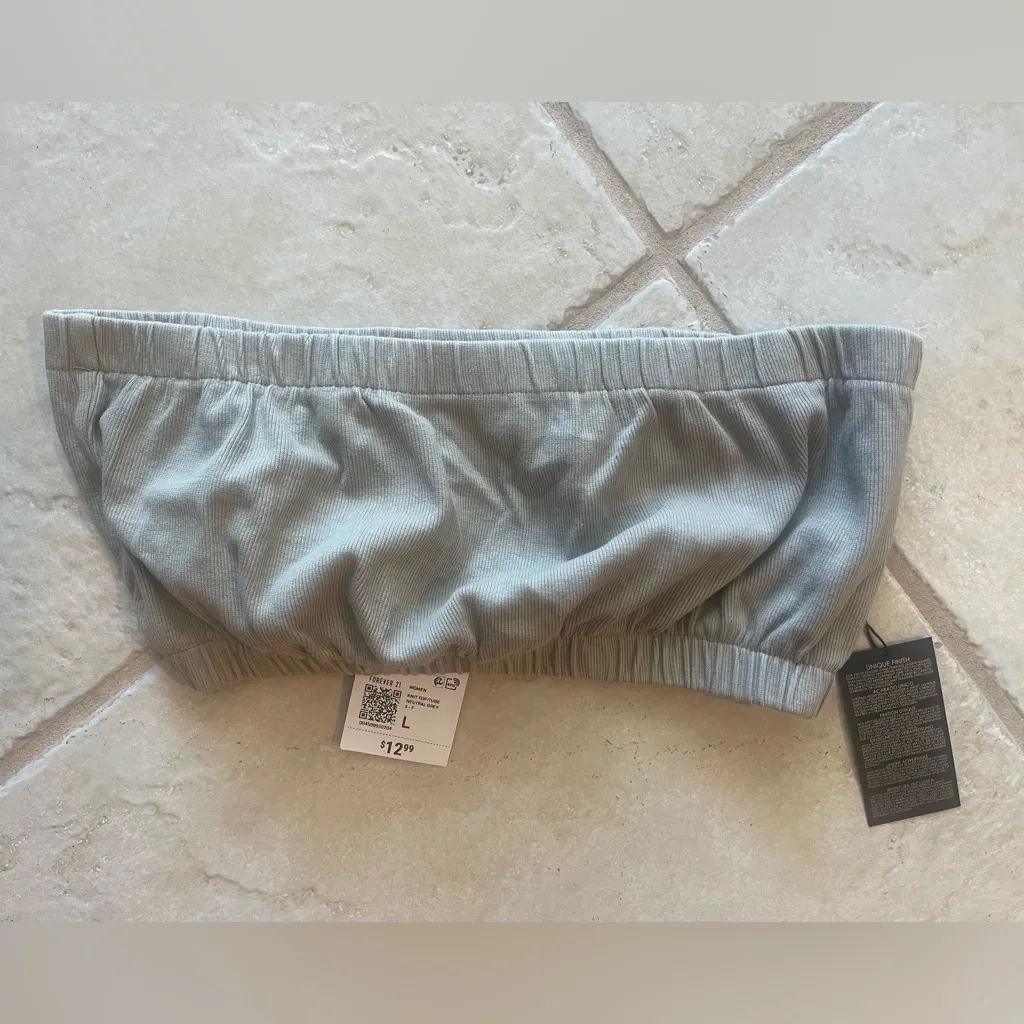 NWT Forever 21 tube top tank Festival Large Gray Grey Crop Top - Image 2