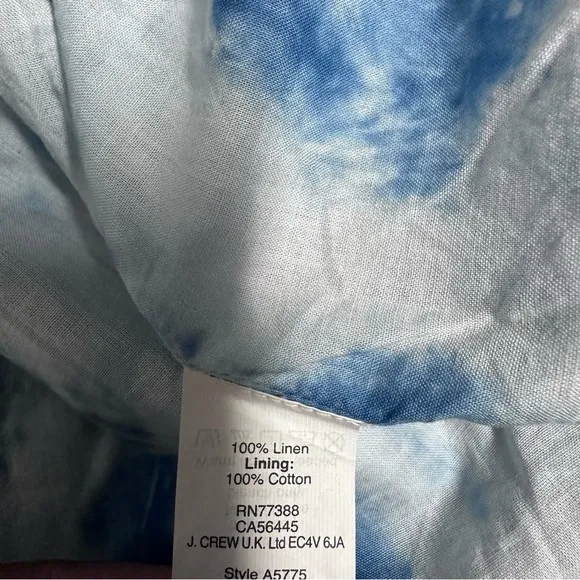 Madewell linen 6 Indigo Shibori‎ blue Tie Dye Skirt Lined - Image 6