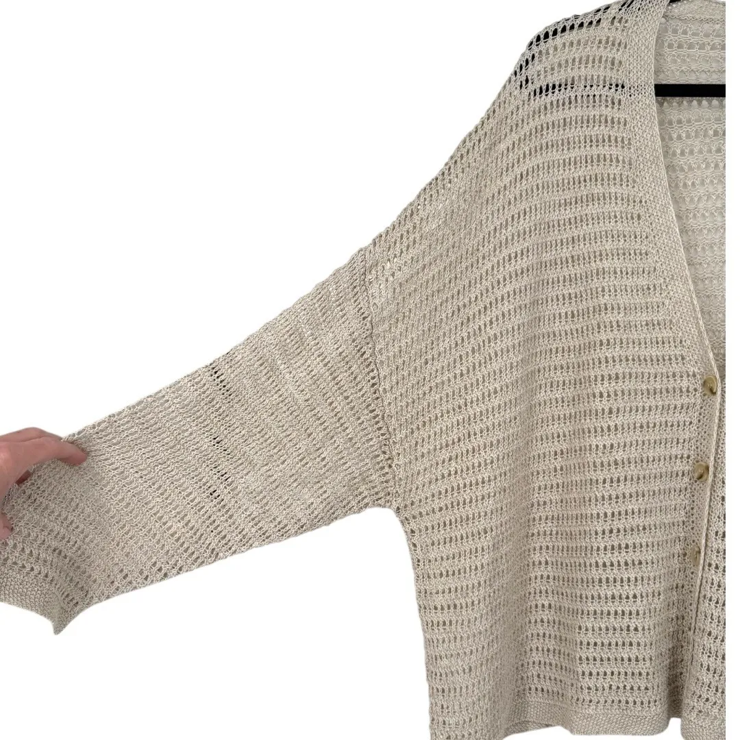 NWT MAX STUDIO Beige Crochet Open Knit Button Front Cardigan Sweater Size 3X - Image 11