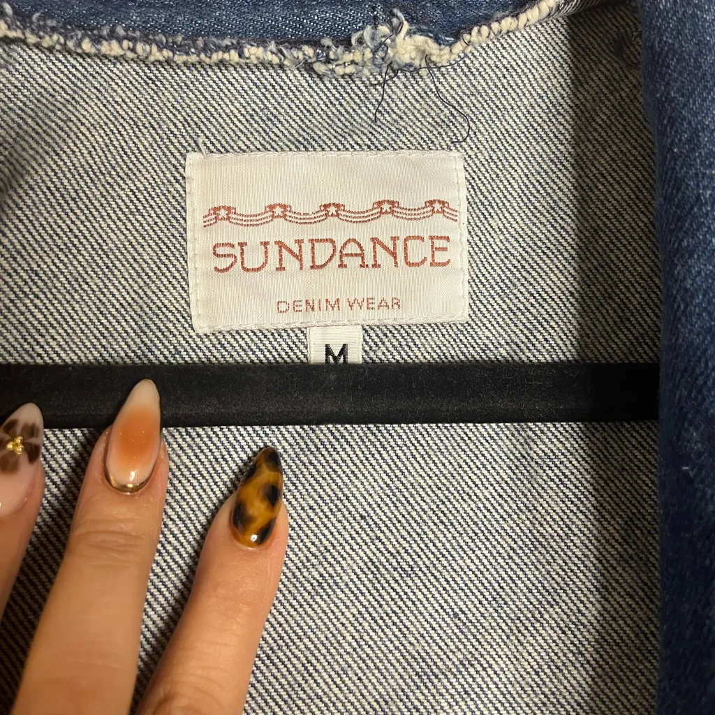 Rare vintage western Sundance denim duster coat cactus and chayote designs SZ M Blue Size M - Image 4