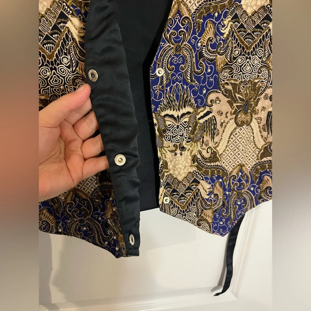 Nouveau Monde VTG 1990's Beaded Sequined Vest Petite Small Victorian GreatGatsby Blue Size undefined - Image 8