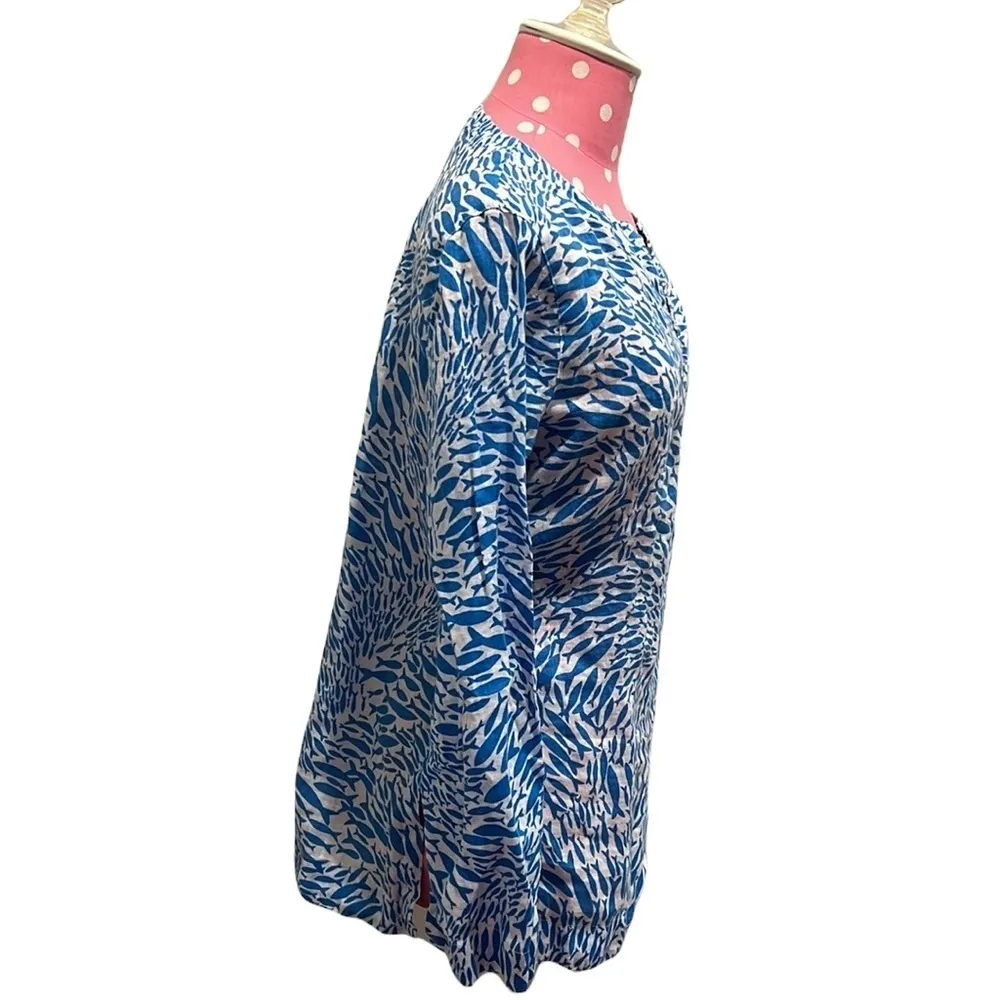 ISLAND COMPANY BEACH BLUE & WHITE WHALE COVERUP size small - Image 11