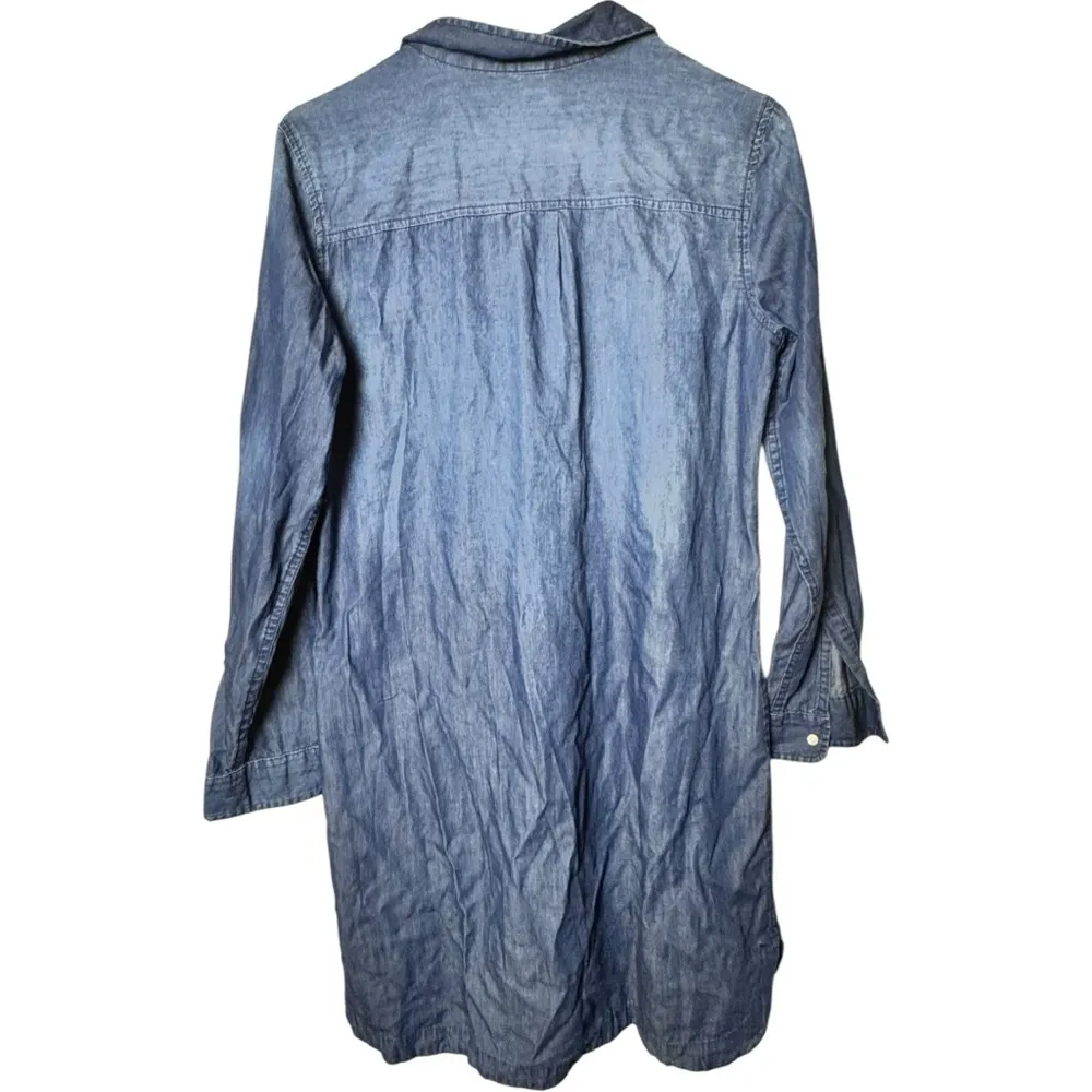 Old Navy Women's Long Sleeve Button Front Blue Denim Shirt Dress Sz L - Image 2