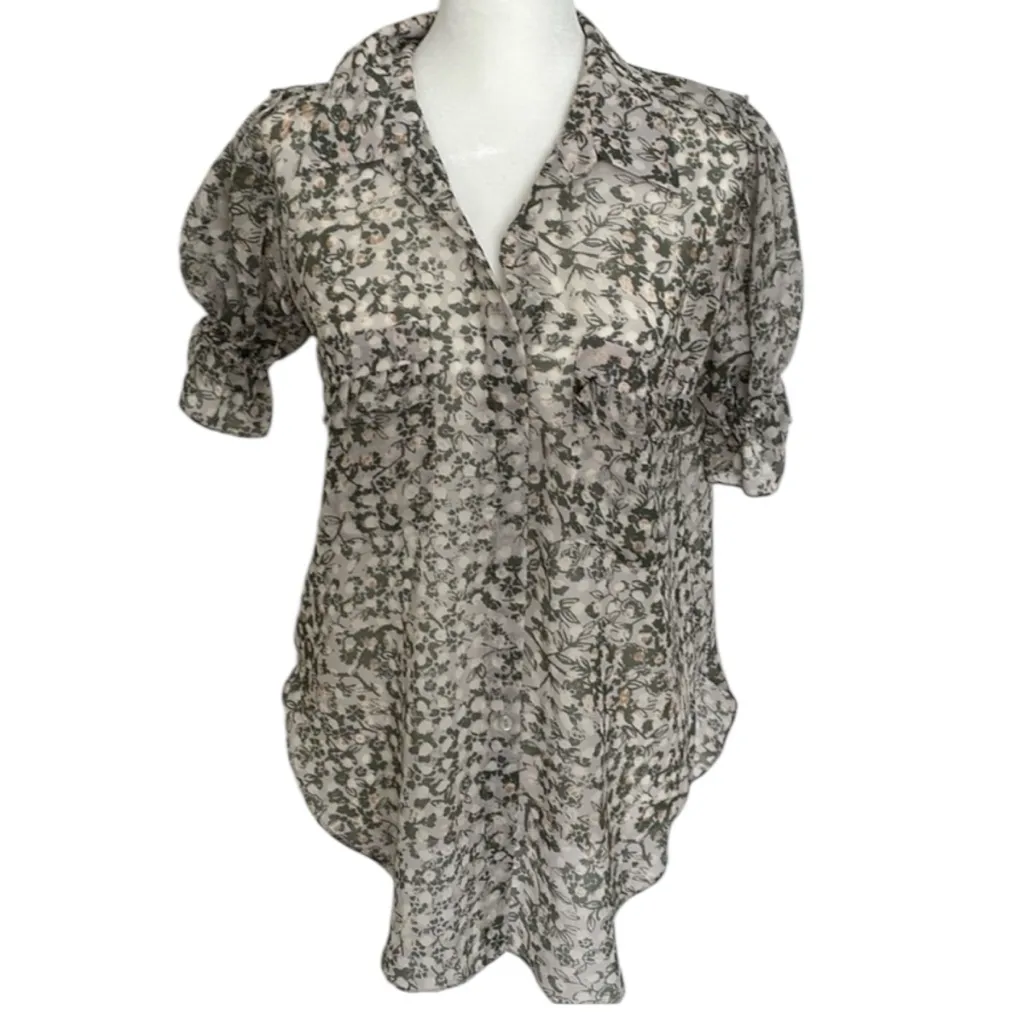 Misa Los Angeles Revolve Ruffle Floral Print Short Sleeve Top Size L - Image 4