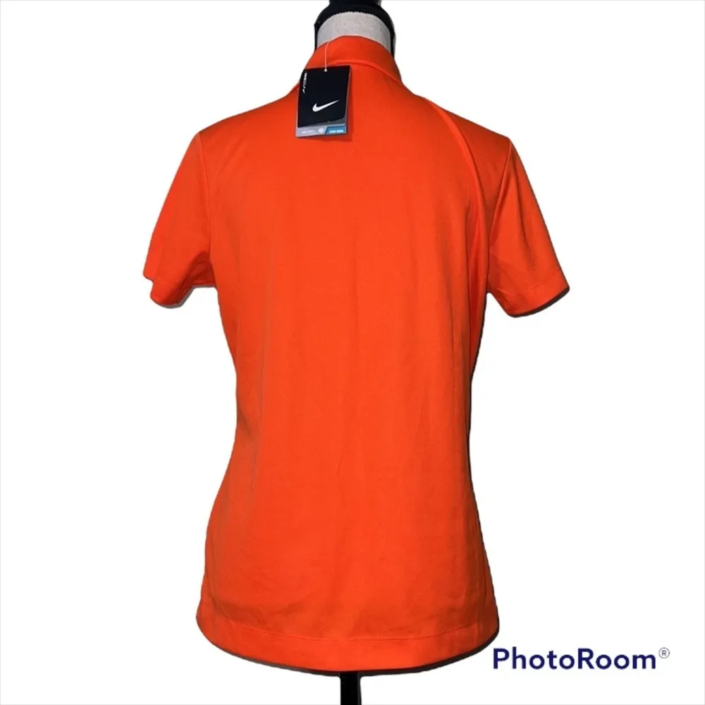 Nike Golf medium Blue Bird Company logo Dri-fit women’s orange polo v neck NWT - Image 10