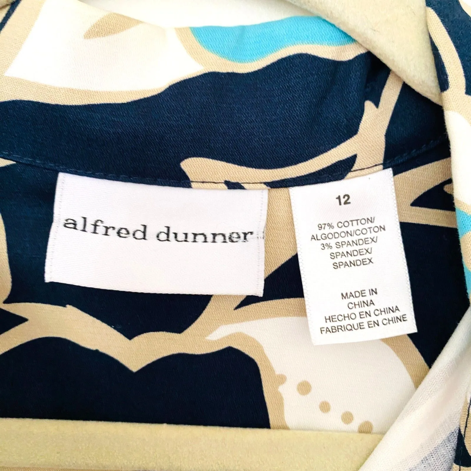 Alfred Dunner Floral Blazer Buttons Cotton Blend Stretch Jacket -Light Stain 12 - Image 3