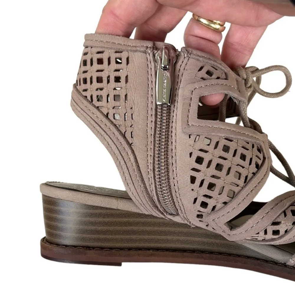 Like New Vince Camuto Leather Rollera Low Wedge Sandals - Wide Width - Image 6