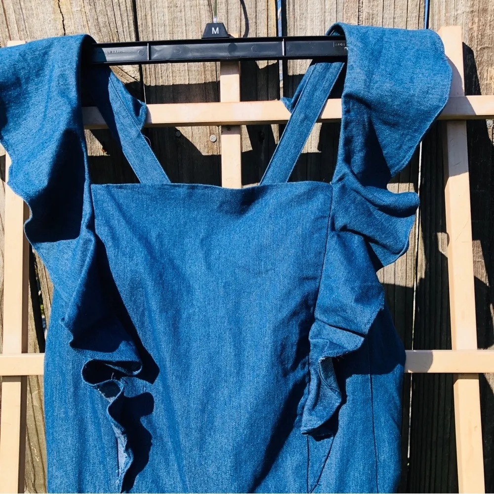 English Laundry jean ruffle romper Large Blue - Image 7