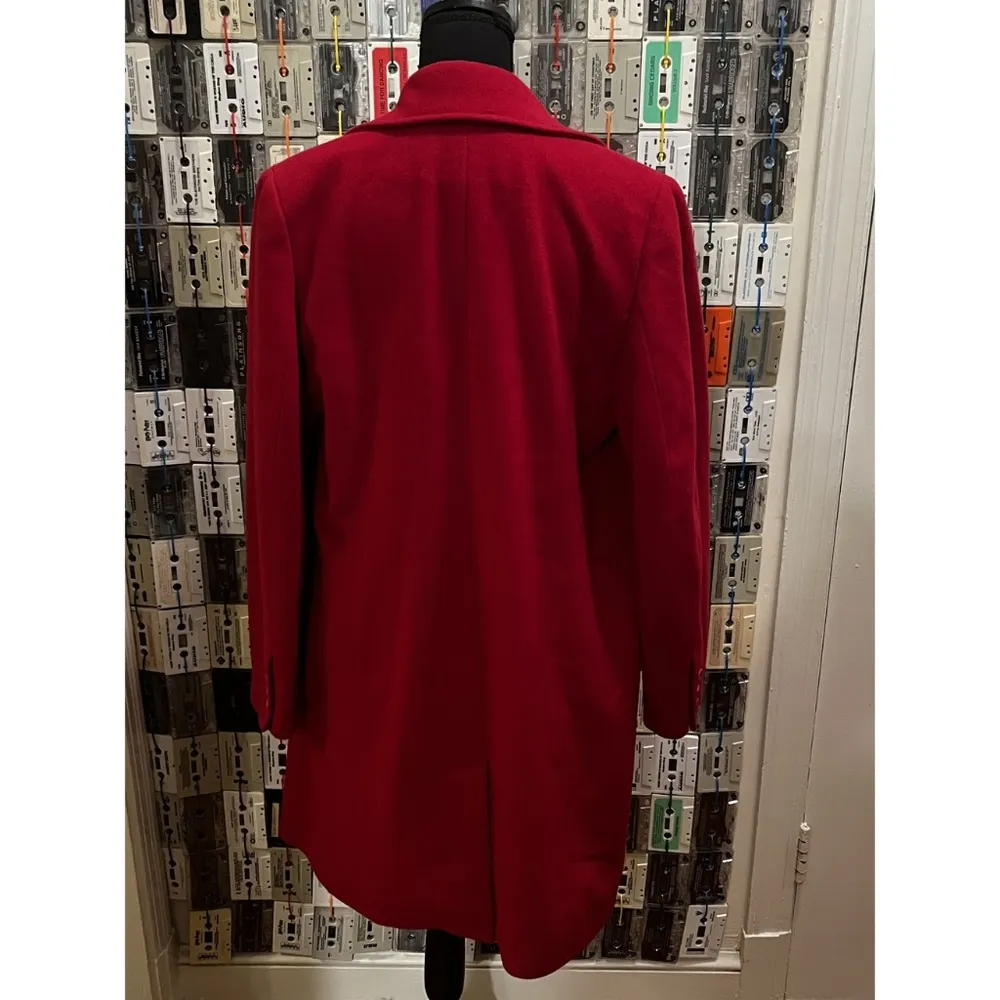 VTG Red Dress Coat Size 10 - Image 3