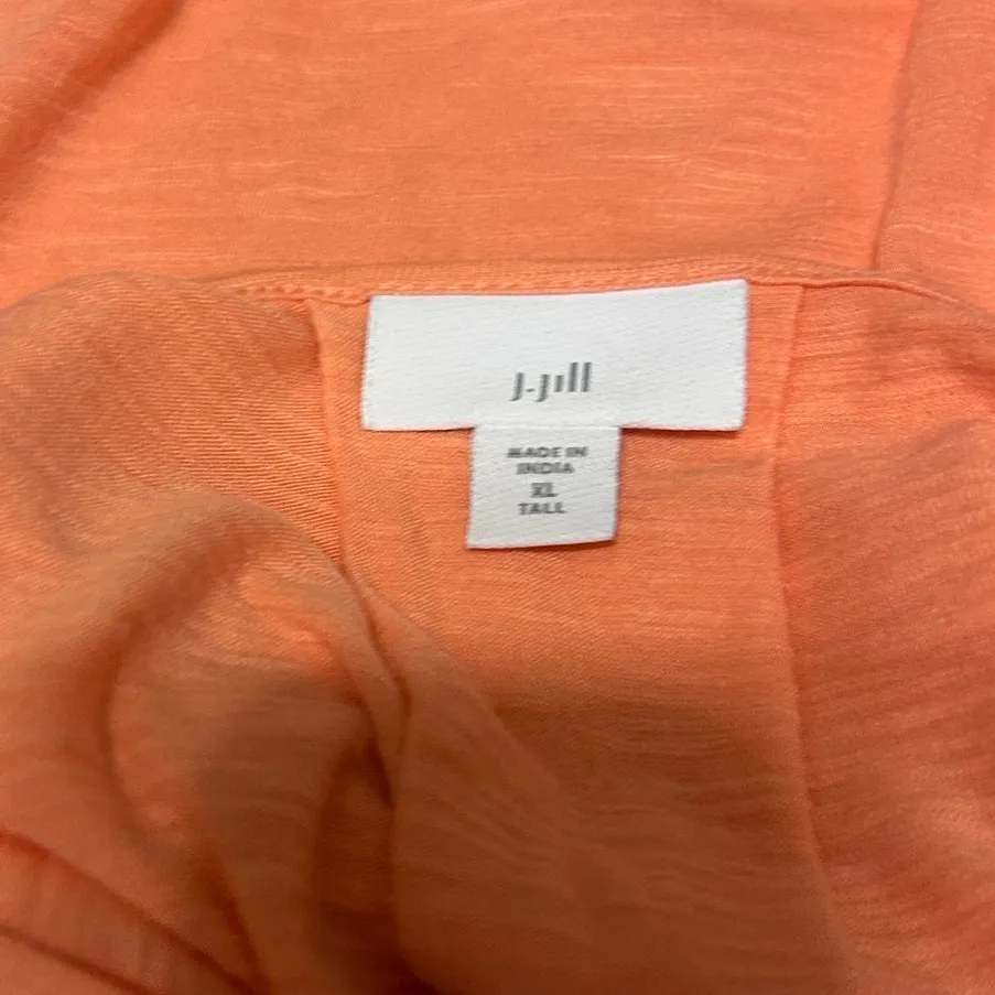 J Jill Women Tunic Top XL Orange Slub Knit Tee Minimal Resort‎ Coastal Beachy - Image 2