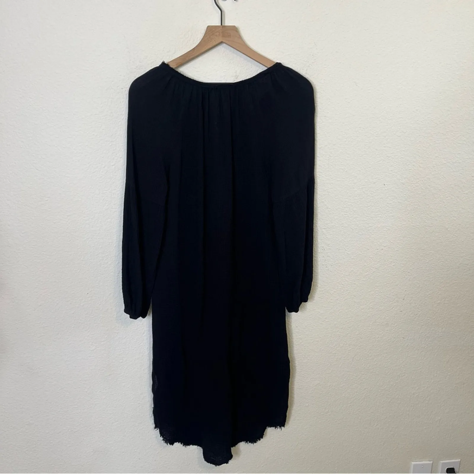 Velvet by Graham & Spencer Cotton Gauze Midi Tunic Dress Black Long Sleeve XS - Image 5