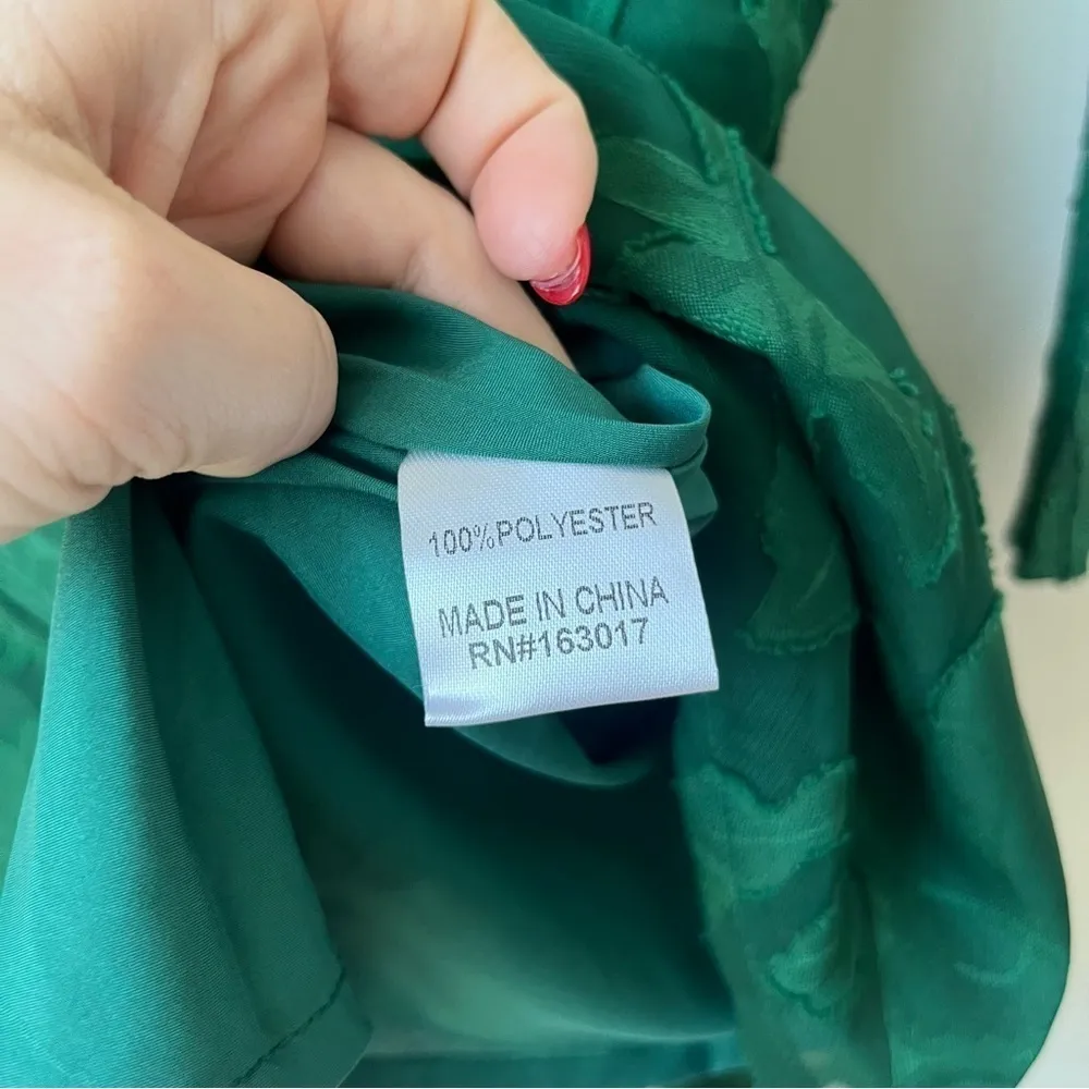 Princess Polly Star Power Forest Green Floral Jacquard Long Sleeve Mini Dress 2 - Image 12