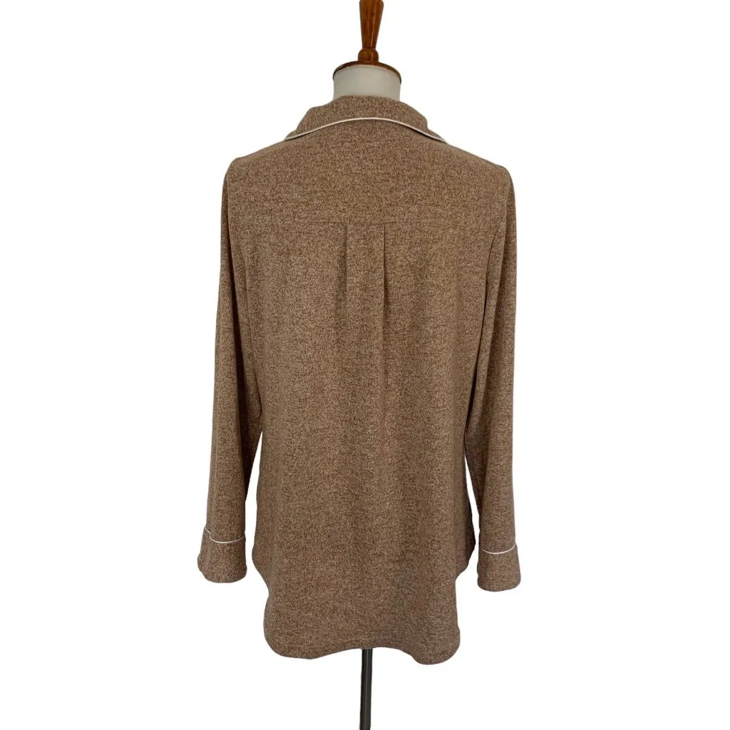 Aamikast Brown Pajama Top Medium Long Sleeve Lounge Sleepwear Cozy Soft - Image 3