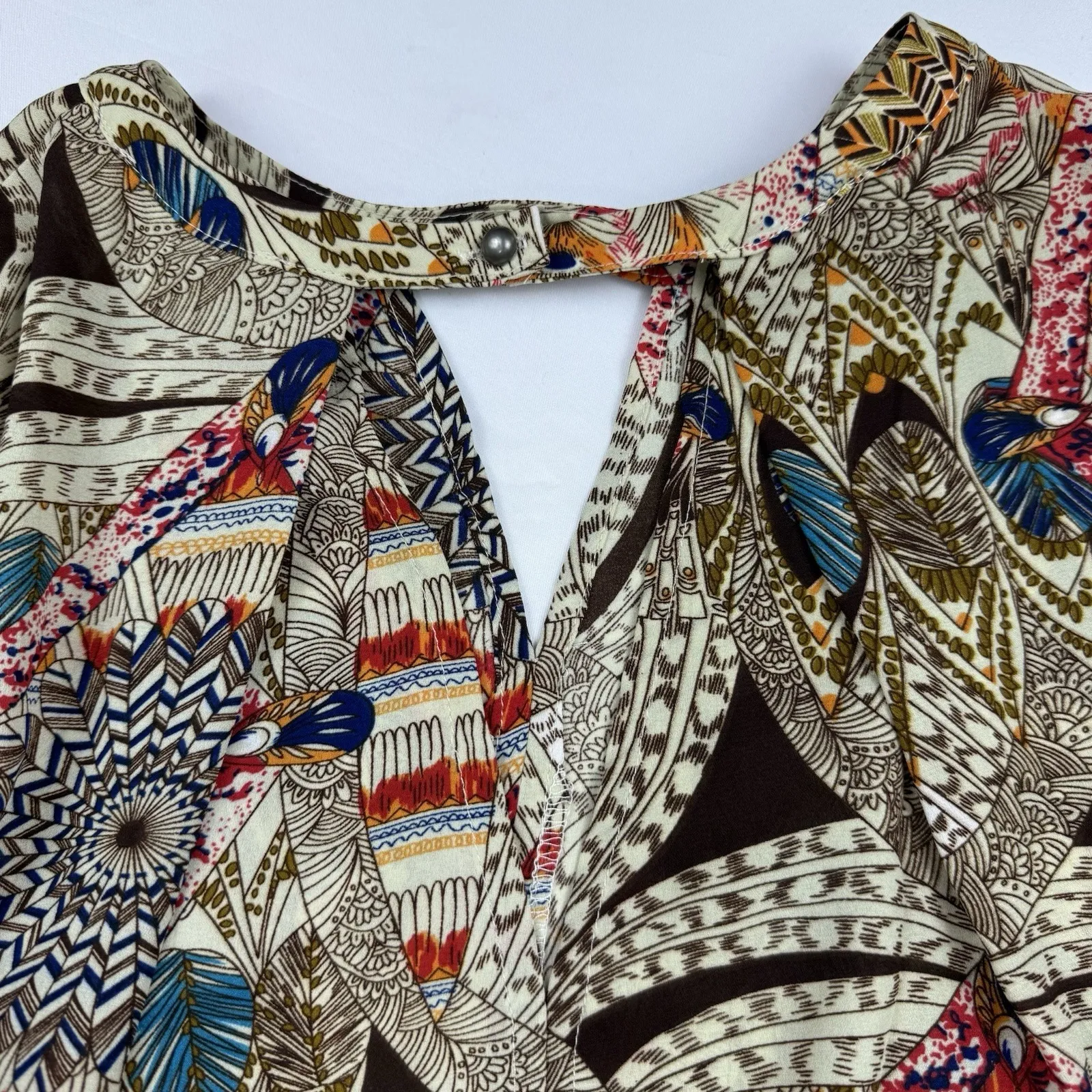 Umgee Dress‎ Size XL Trapeze Bohemian Floral Ruffle Bottom Sleeveless Flowing - Image 6