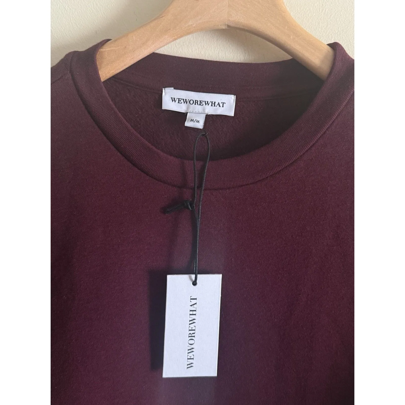 We Wore What Maroon Sweatshirt Oversized Crewneck Wellness Club Size M NWT - Image 3