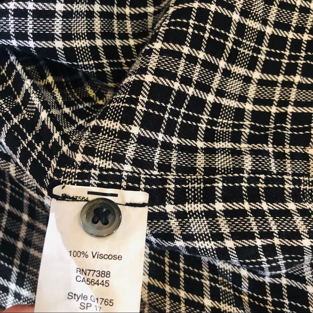 Madewell Button Up Central Thompson Plaid Black White Shirt Dress XS - Image 5