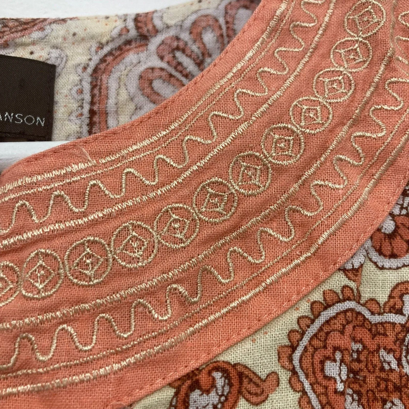 Fenn Wright Manson Top Size M Paisley Embroidered Linen Rayon Sleeveless Tunic - Image 8