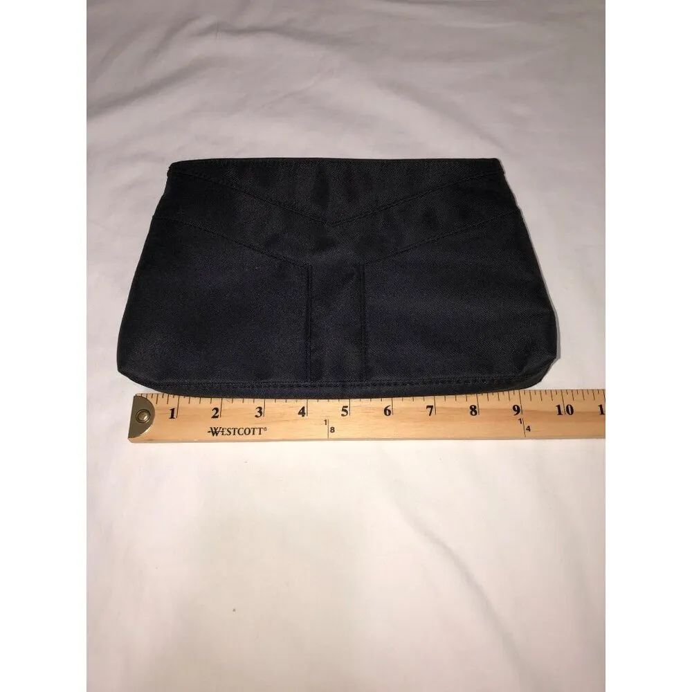 YSL Perfumes Yves Saint Laurent Zippered Bag Case Clutch Fabric Black Gold - Image 6