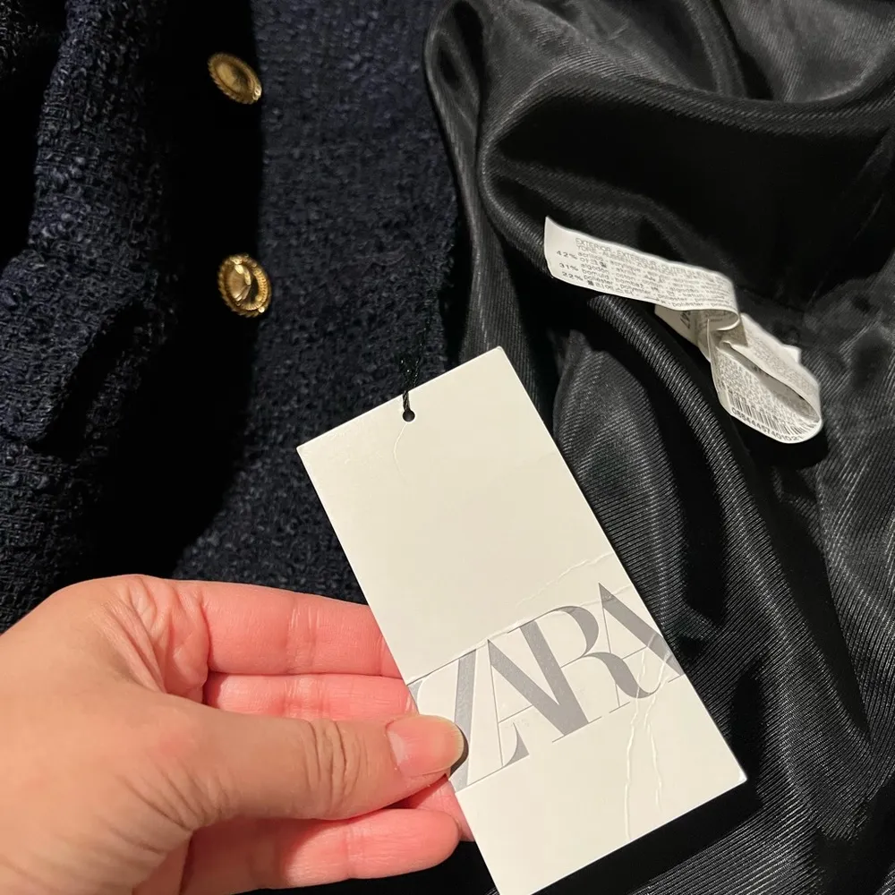 NWT ZARA Structured Lapeless Navy Blue Blazer Sz S - Image 8