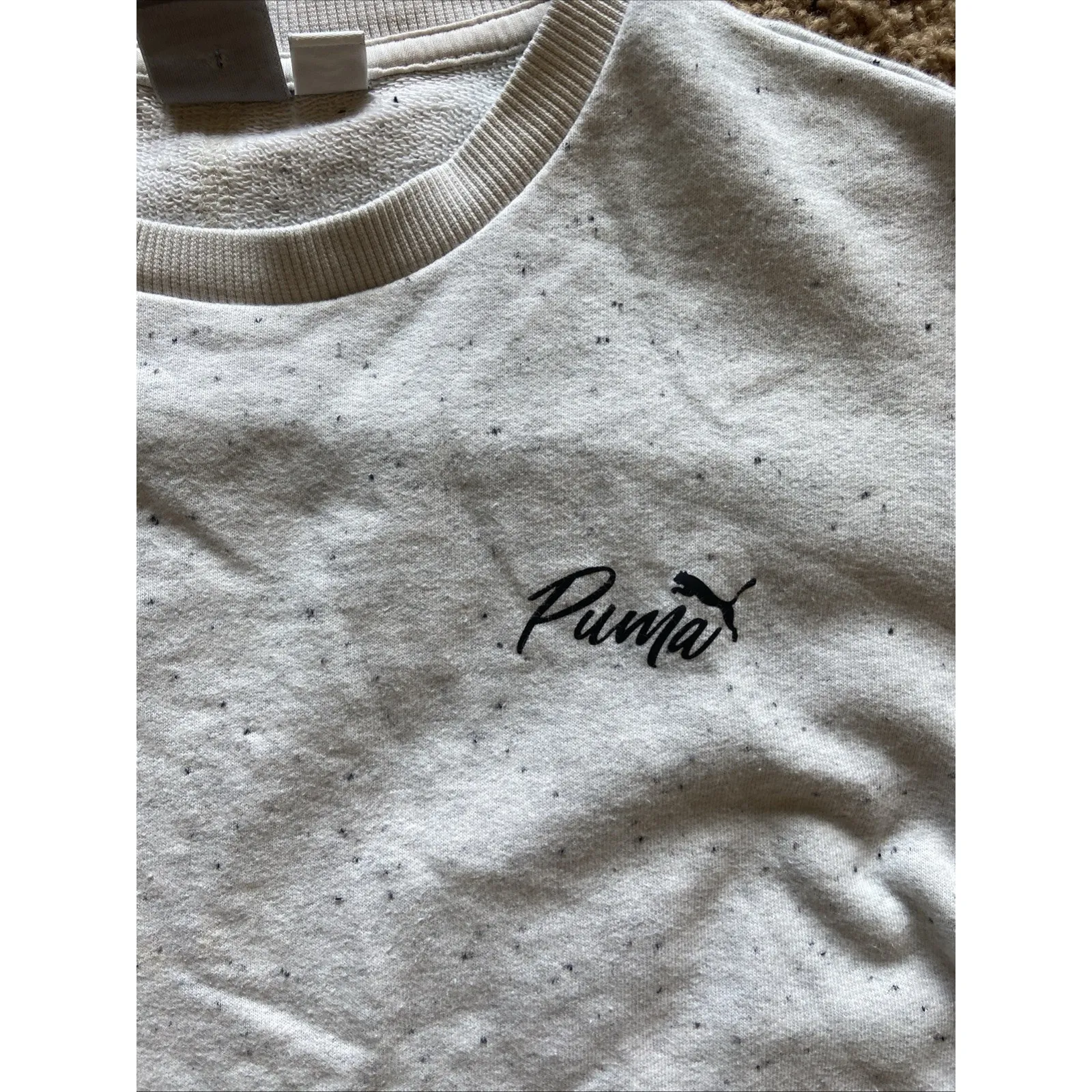 Puma Speckled Light Gray Grey Crewneck Sweatshirt Activewear Top Shirt Women XS‎ - Image 5