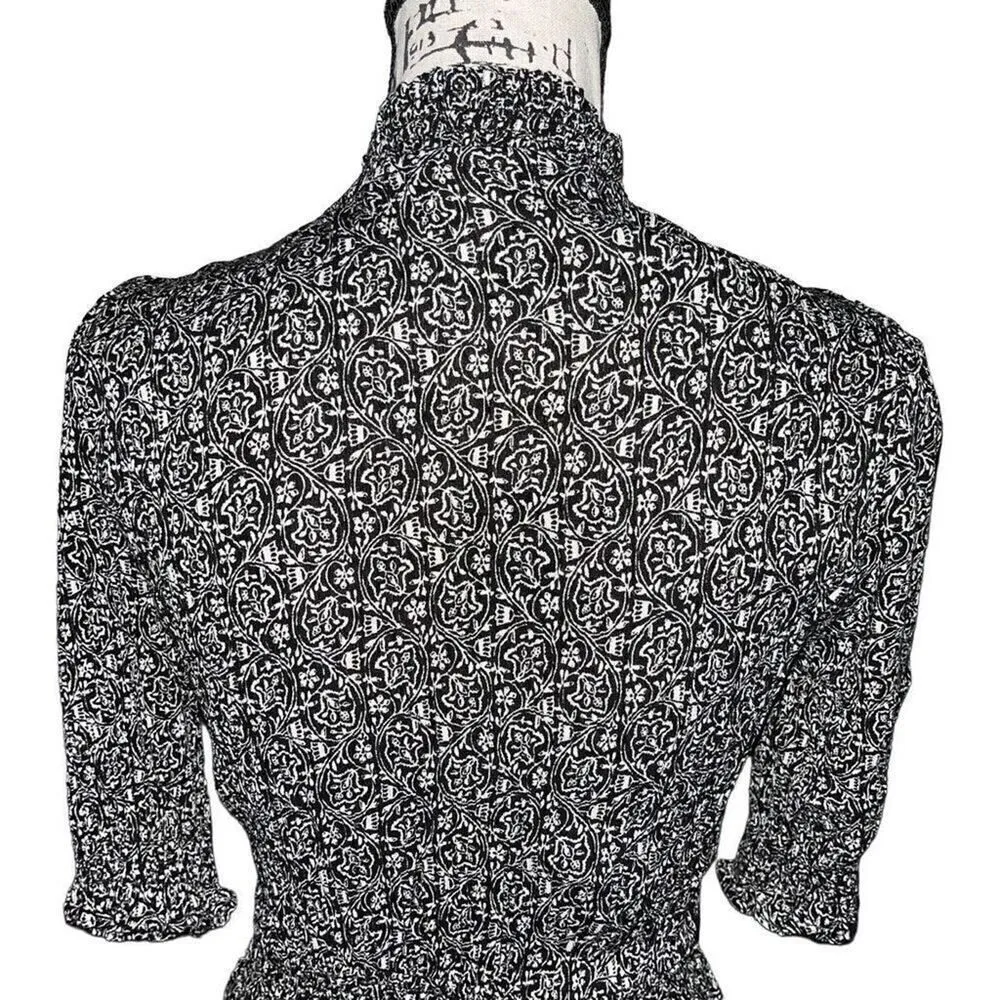 Evereve Roan + Ryan black & white Blake puff sleev maxi dress medium - Image 4