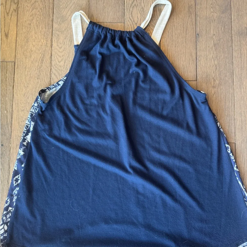 Rewind Navy and Cream Flowy Top - Image 4