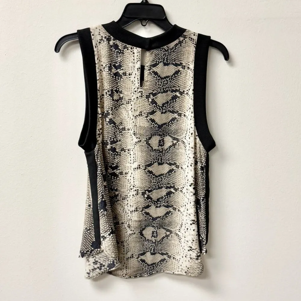 Elizabeth and James Vivi Snake Print Sleeveless Round Neck Tank Top Gray/Black S - Image 7