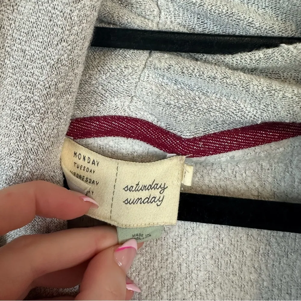 Saturday Sunday | Gray Knit Criss Cross Long Sleeve Sweater Size XS - Image 3