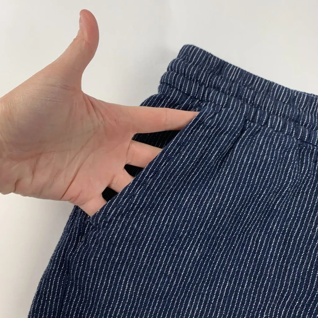 Old Navy Dark Striped Linen Blend Pull On Shorts M - Image 2