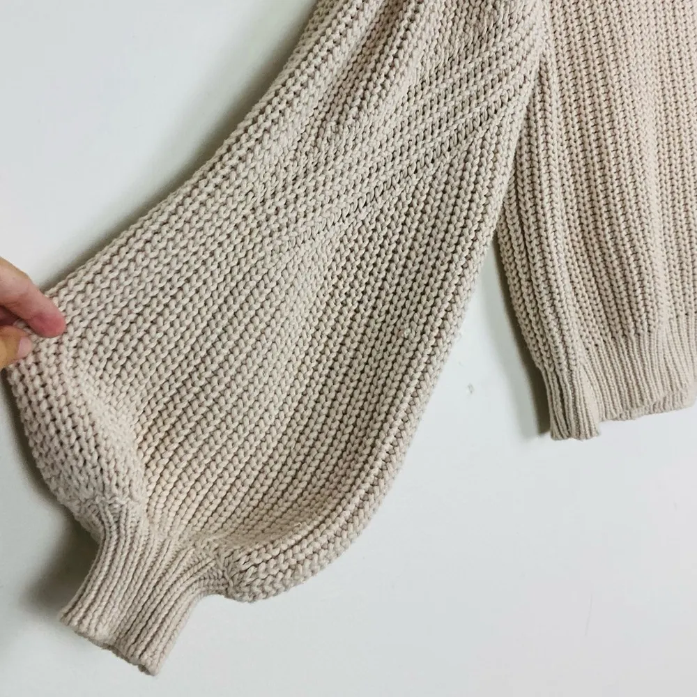 Ulla Johnson cream colored sweater with black ribbon tie detail at neck. Size S - Image 4