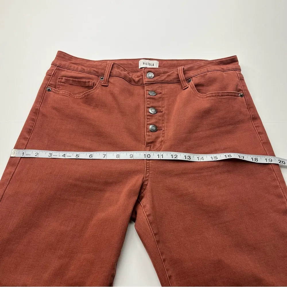 Pistola Arianna High Rise Button Fly Skinny Jean Burnt Orange Womens 32 *CROPPED - Image 7