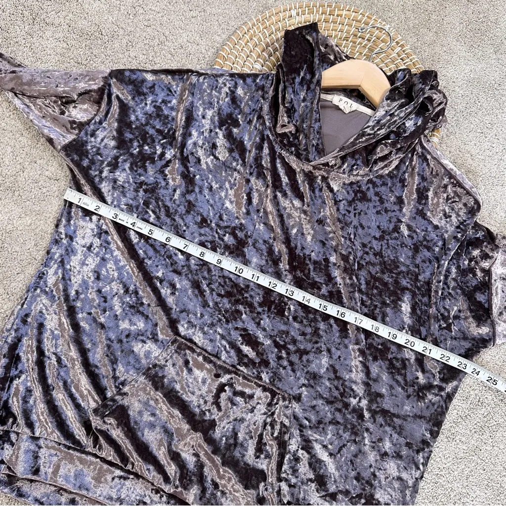 POL Women’s Crushed Velour Velvet Pullover Hoodie Top Whimsigoth Dark Purple L - Image 10