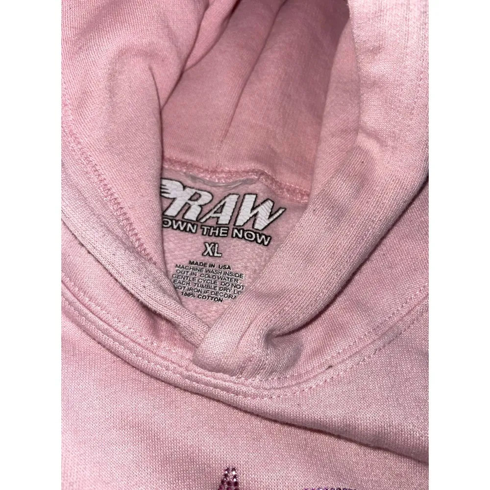 RAW World Tour Pink Bling Hoodie Size XL - Image 4