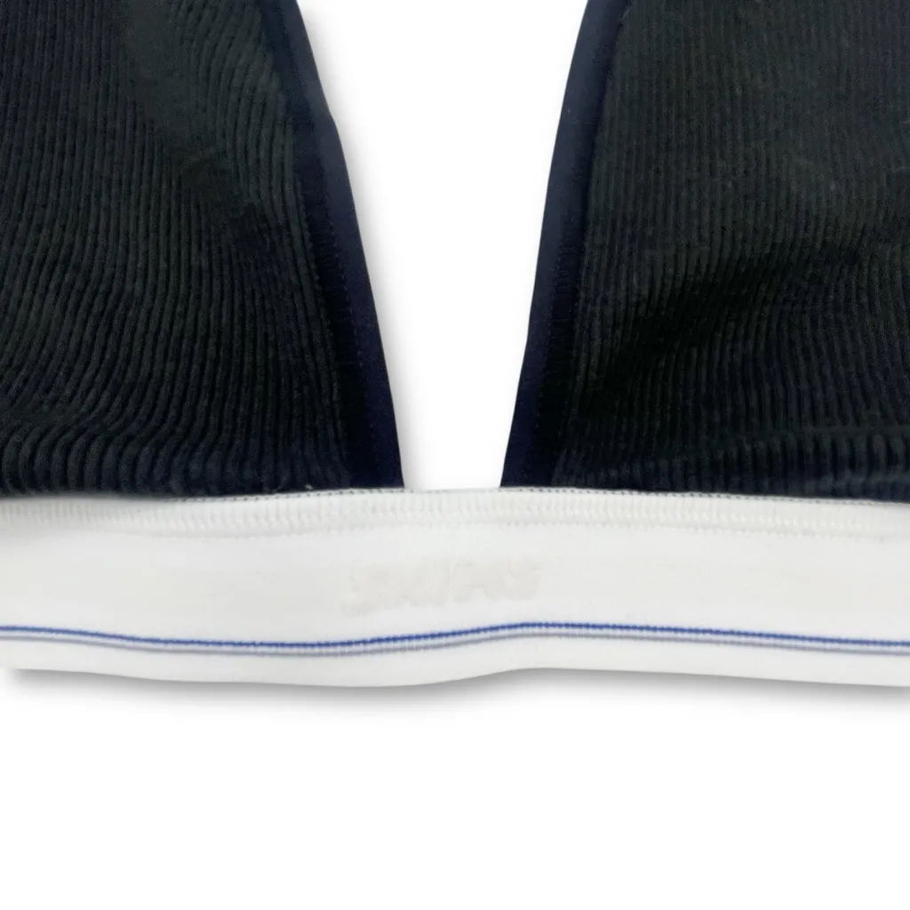 NWT SKIMS Cotton Rib Plunge Bralette Size 4X Sport Stripe Black White Logo Band - Image 5