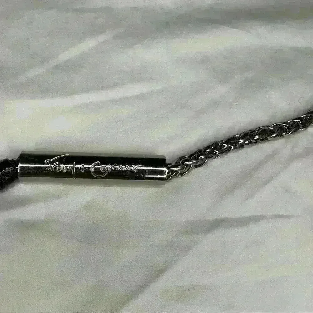 Metallic Silver & Black Purse Hobo Bag Chain Strap & Tassel Detail - Image 5