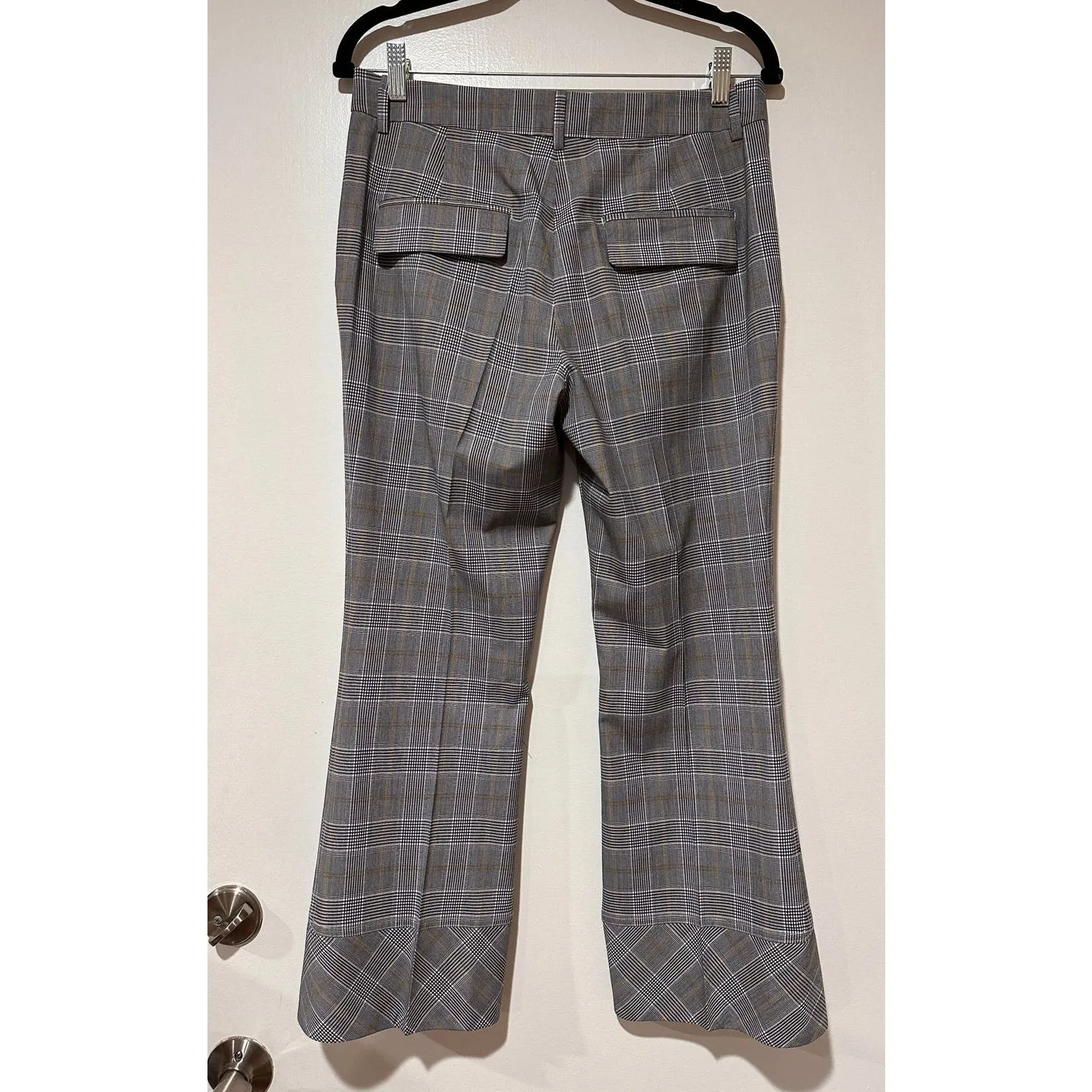 Robert Rodriguez Plaid Crop Flare-Hem Tailored Trousers Size 4 Mid Rise Dressy - Image 10