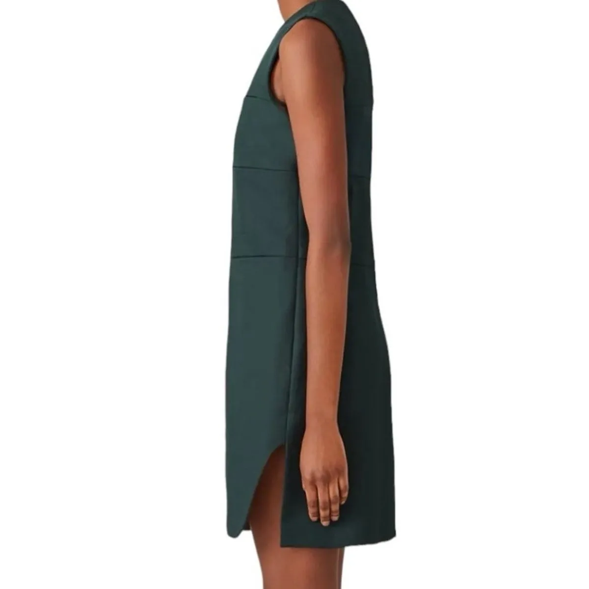 CARVEN Green Wool Twill 100% Cotton Shift Pockets Dexter Shift Dress sz 40 - Image 10