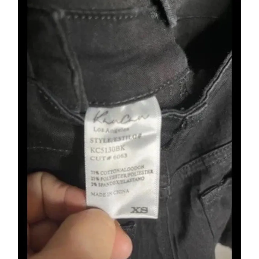 KanCan Denim Overalls Shorts Stretch Black Cotton Blend Women Size XS - Image 3